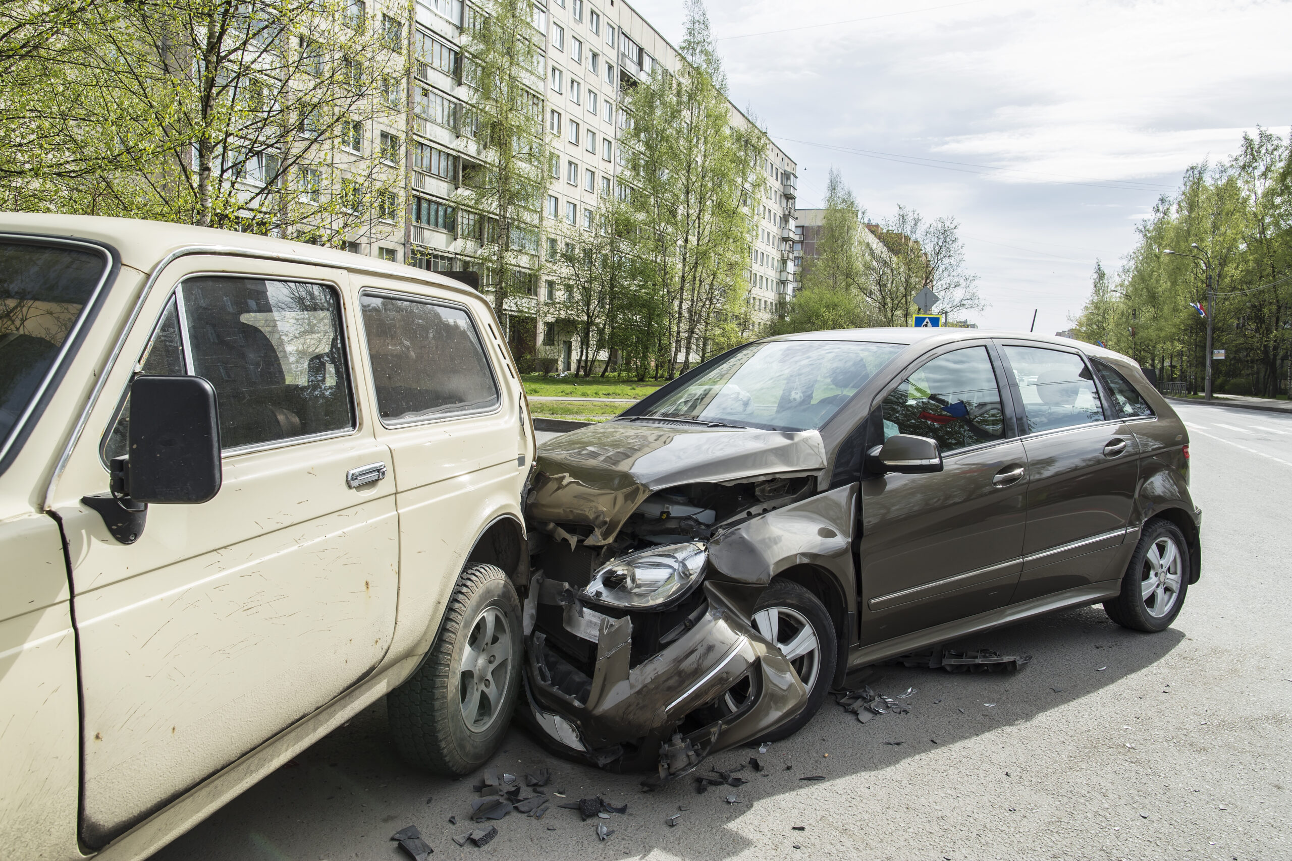accident two cars in the early spring morning Car Accident