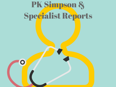 Yellow outline of a medical specialist with a stethoscope draped around their neck on a light blue background, with the text “PK Simpson & Specialist Reports” above the figure. Yellow outline of a medical specialist with a stethoscope draped around their neck on a light blue background, with the text "PK Simpson & Specialist Reports" above the figure.
