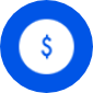 A blue circular icon with a white center featuring a blue dollar sign in the middle, representing money or financial transactions. A blue circular icon with a white center featuring a blue dollar sign in the middle, representing money or financial transactions.